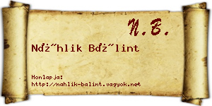 Náhlik Bálint névjegykártya